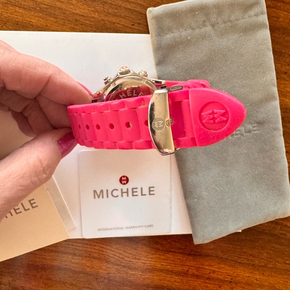 Michele Pink and Silver Tahitian Chronograph Watch - Picture 8 of 10